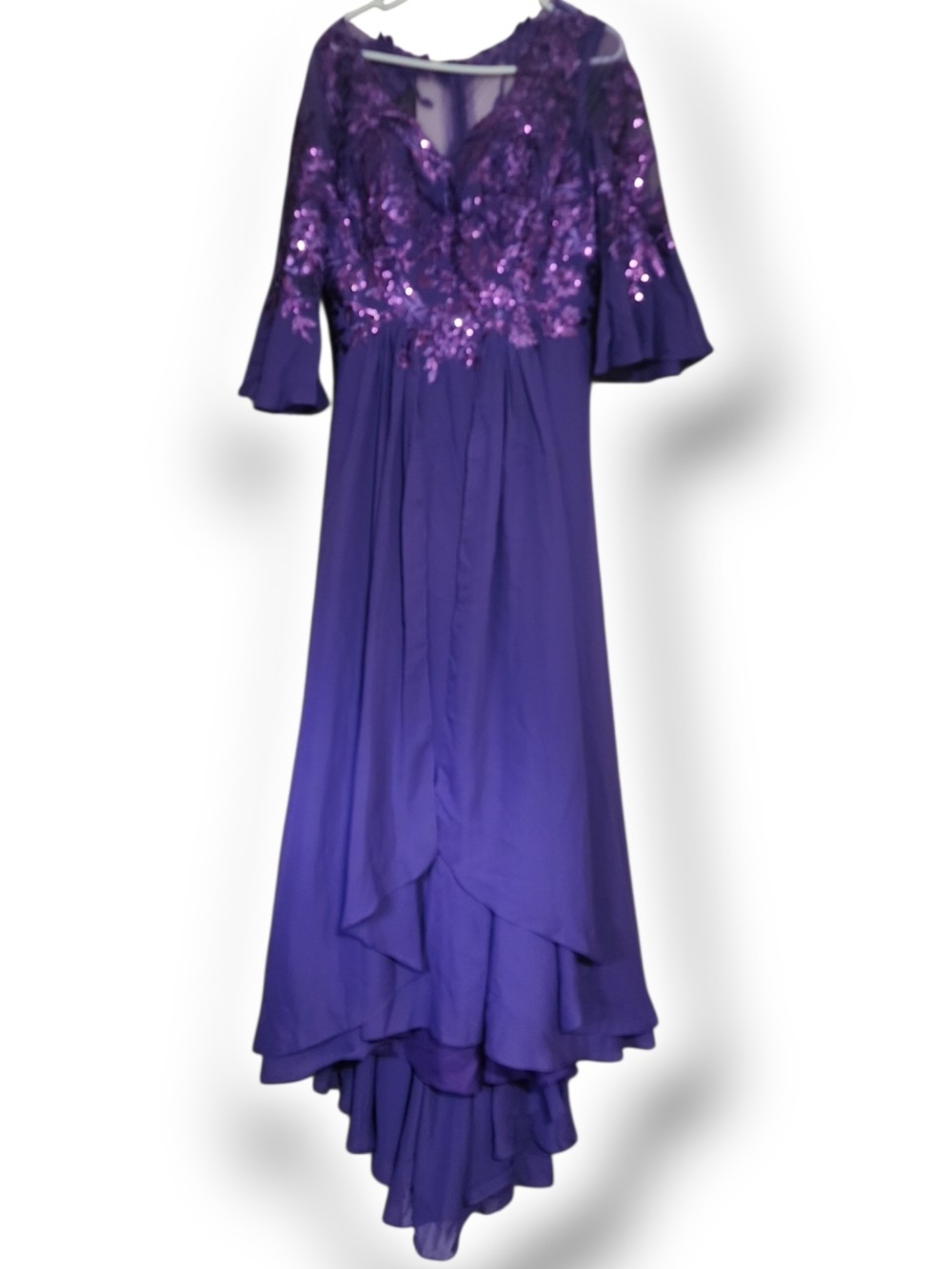 Purple Sequin Embellished Evening Gown